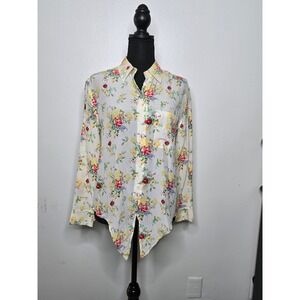 Equipment Femme Women's Floral 100% Silk Blouse Size X-Small